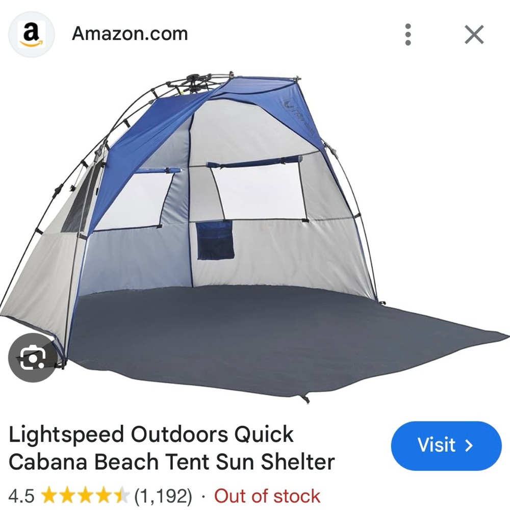 Blue and Gray Quick Cabana Beach Tent Sun Shelter